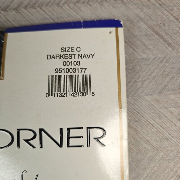 Vintage Casual Corner Silky Lycra Sheer Sandalfoot Pantyhose Darkest Navy Size C - Picture 2 of 3